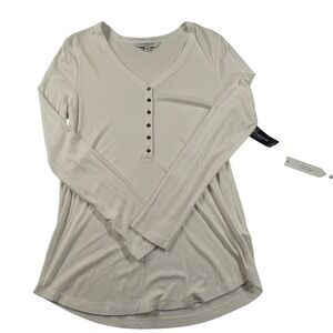 Liverpool Los Angeles White Henley Top‎ NWT Womens Small Long Sleeve Casual Chic